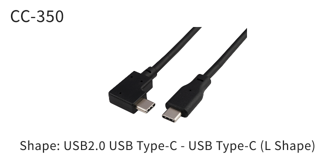 CC-350 形狀：USB2.0 USB Type-C - USB Type-C (L 型)