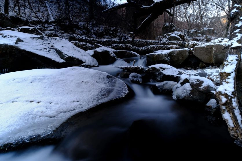 白雪與水面