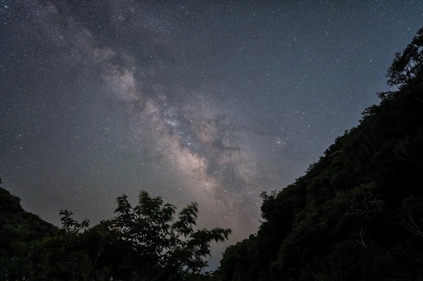 Night view and starry sky